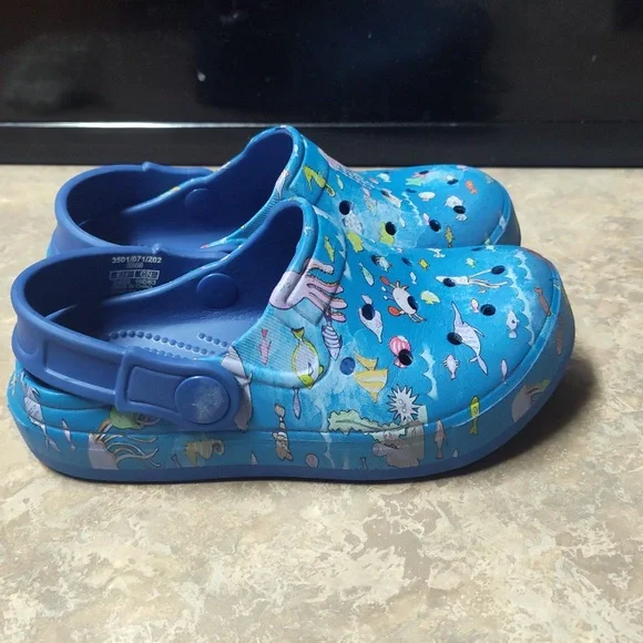 Kids Blue Ocean-Themed Clogs By Zara Home Size 24/25 - Picture 5 of 7